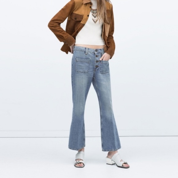 zara jeans cropped flare